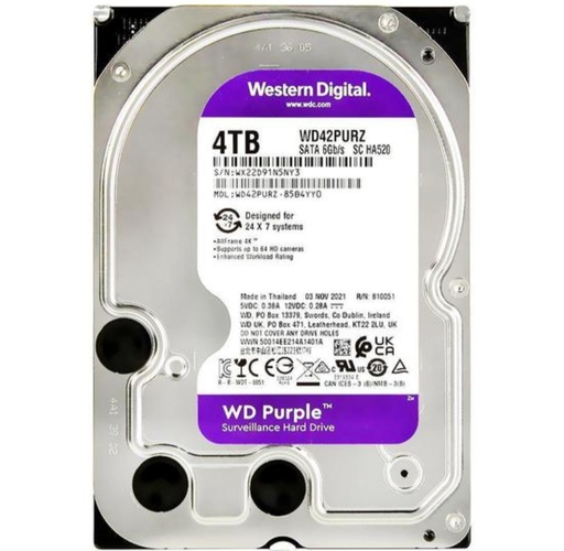 [DDWD4TBVV] Disco duro Western Digital Purple 4TB de 3.5" de 5400 RPM